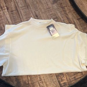 NWT Mens Ivory (& black) Mock Neck PGA Tour Golf Shirt Size Small - short sleeve